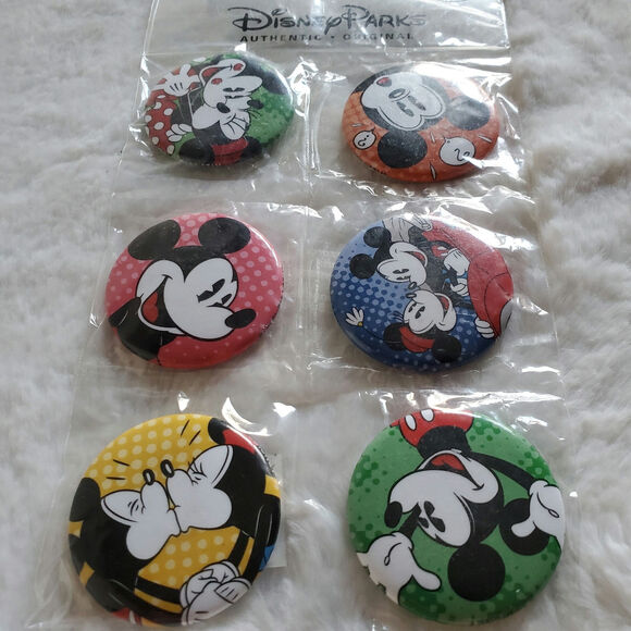 Mickey Mouse Minnie Mouse Disney Parks Button Magnet Set - Picture 3 of 3